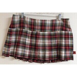 Women's TRIPP NYC Plaid Pleated Mini-Skirt Goth Punk Y2K LARGE